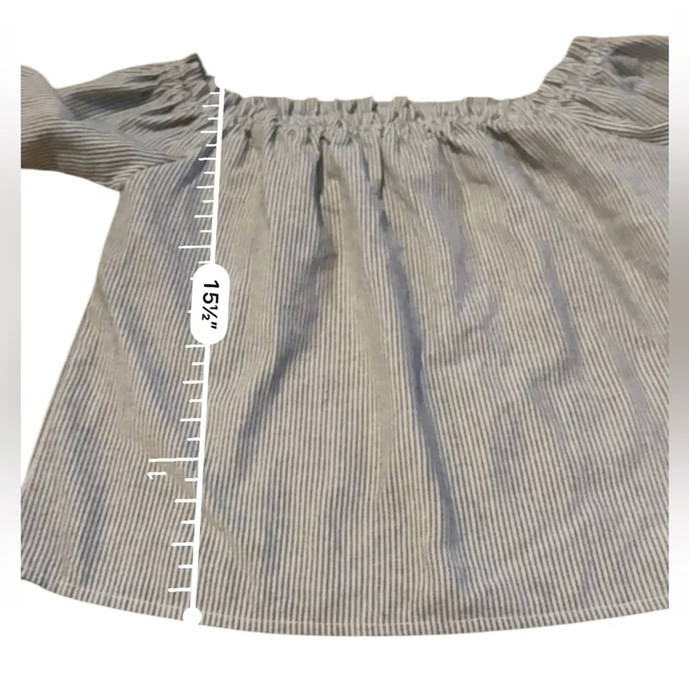 Brandy Melville Gray & White Striped Off The Shoulder 3/4‎ Sleeve Top One Size